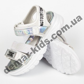 Детские босоножки Lilin Shoes B058-2-1 бело-серебряные большие